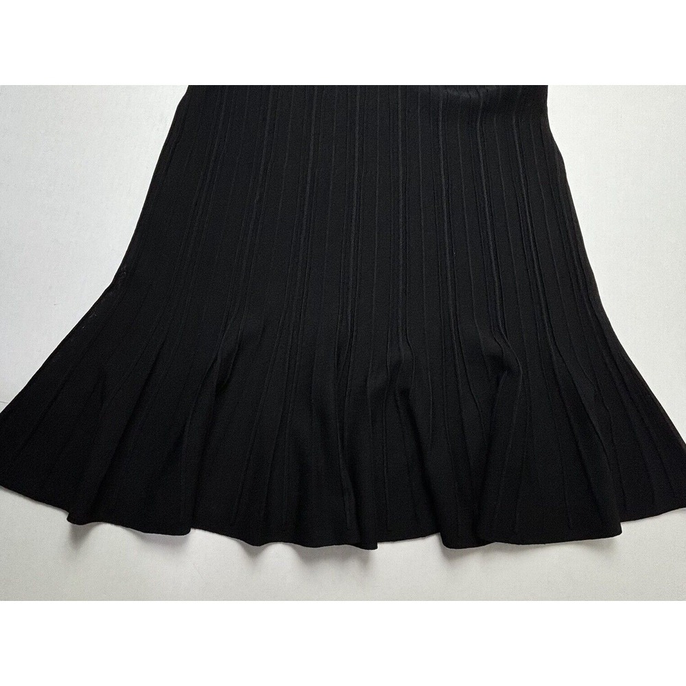 Misook Santana Knit Black‎ Dress Ribbed 14 16 Large Sleeveless Fit Flare EUC - Picture 7 of 9